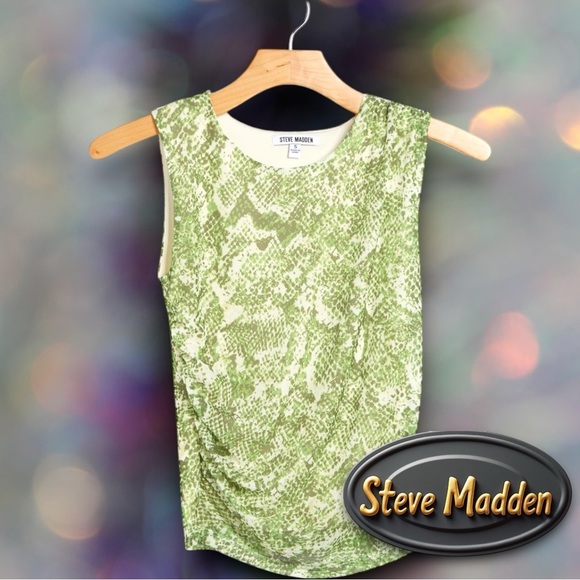 Steve Madden Top Sleeveless Ruched Tank Top New with Tags - Picture 2 of 4
